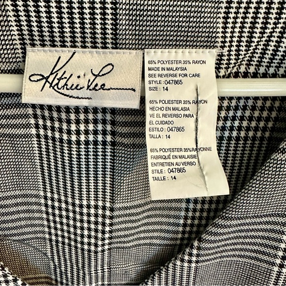 Vintage Kathy Lee Houndstooth 90’s V Neck Sheath Tunic Dress Working Girl Sz 14 - Picture 4 of 9